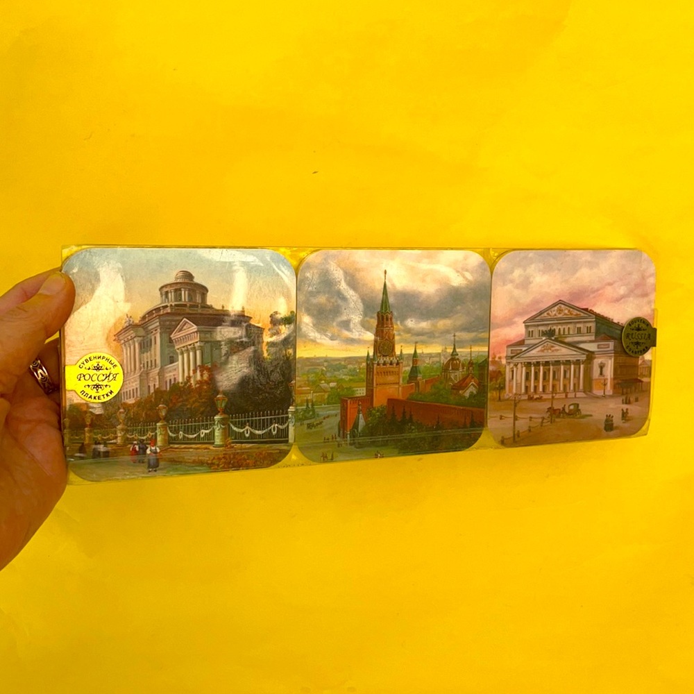 Vintage souvenir Moscow coasters set of 6